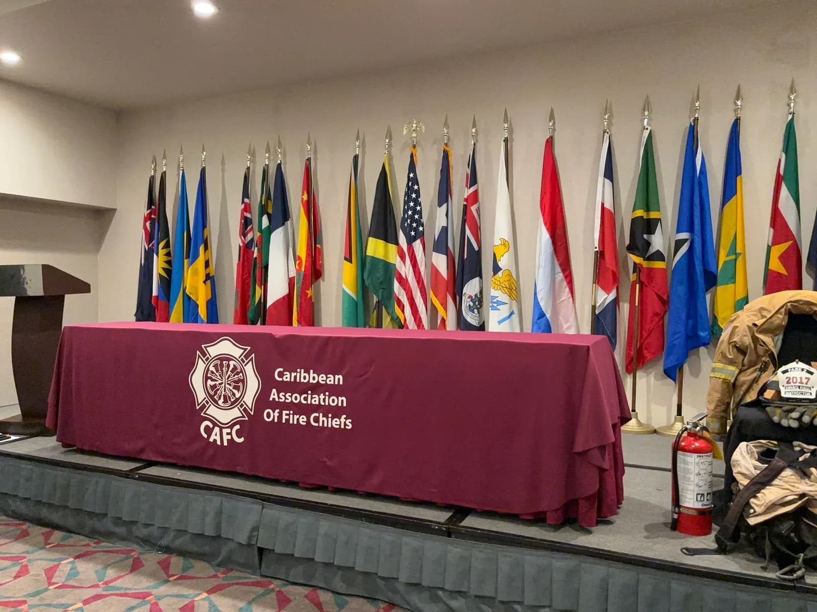 CAFC delegates formal group photo with flags at Puerto Rico 2024