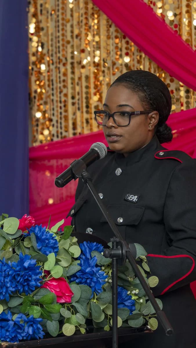 Officer at recognition ceremony